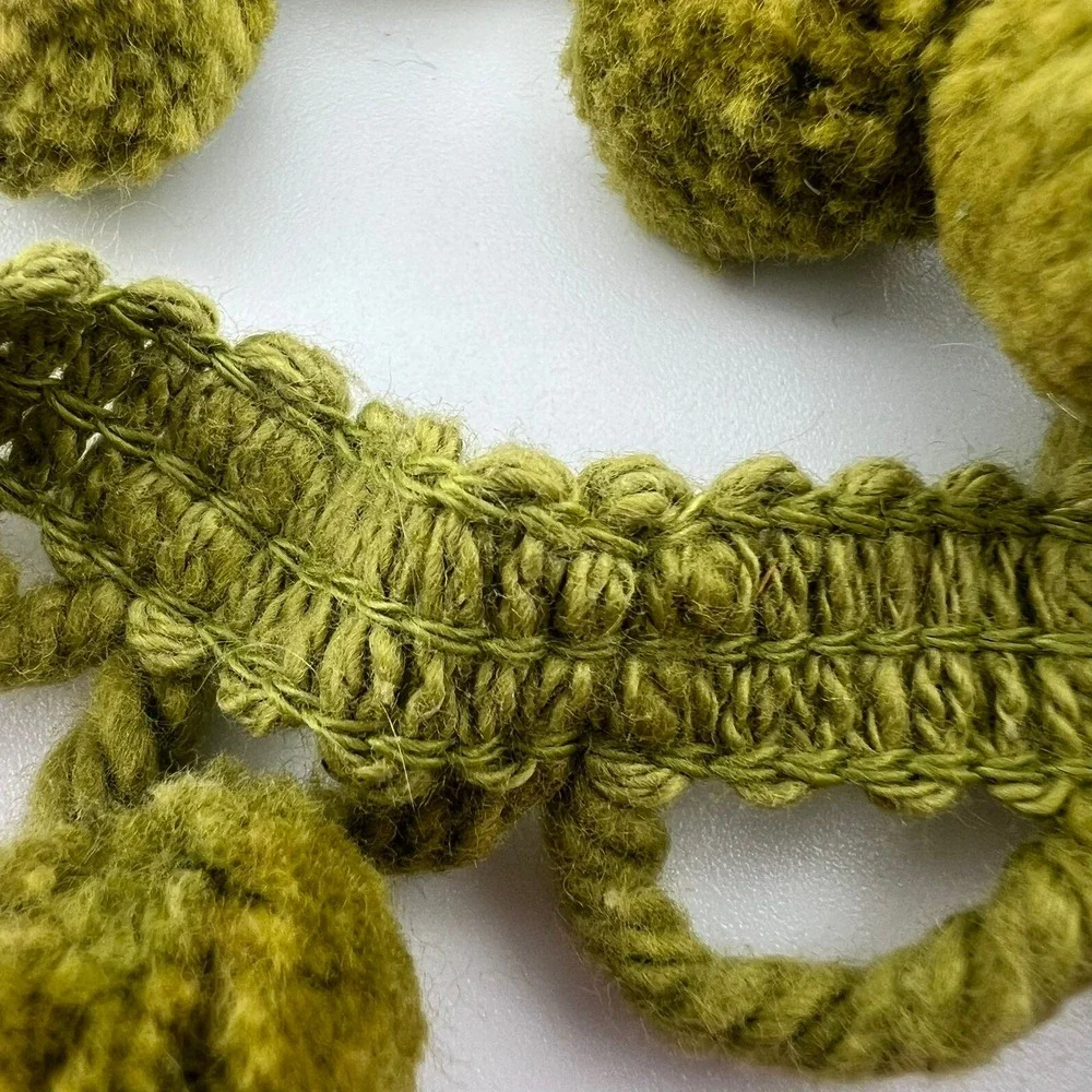 Vintage‎ Pom Pom Trim Fringe Olive Green Craft Sewing Upholstery Lot